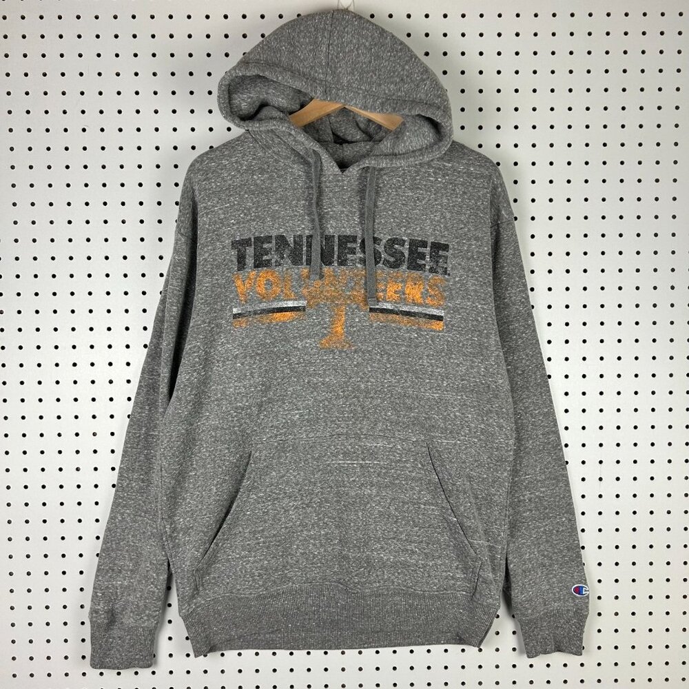 Tennessee Vols Hoodie Medium Champion Gray Orange Drawstring Sweatshirt Graphic - Picture 1 of 6